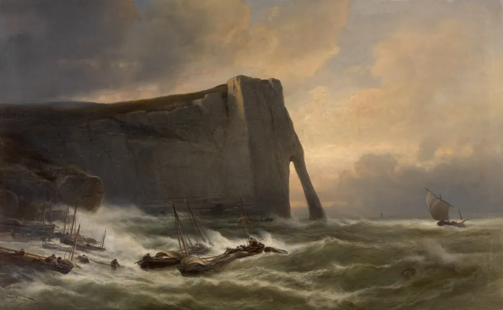 Porte d' Aval in Etretat, by jacob jacobs, oil, 1888