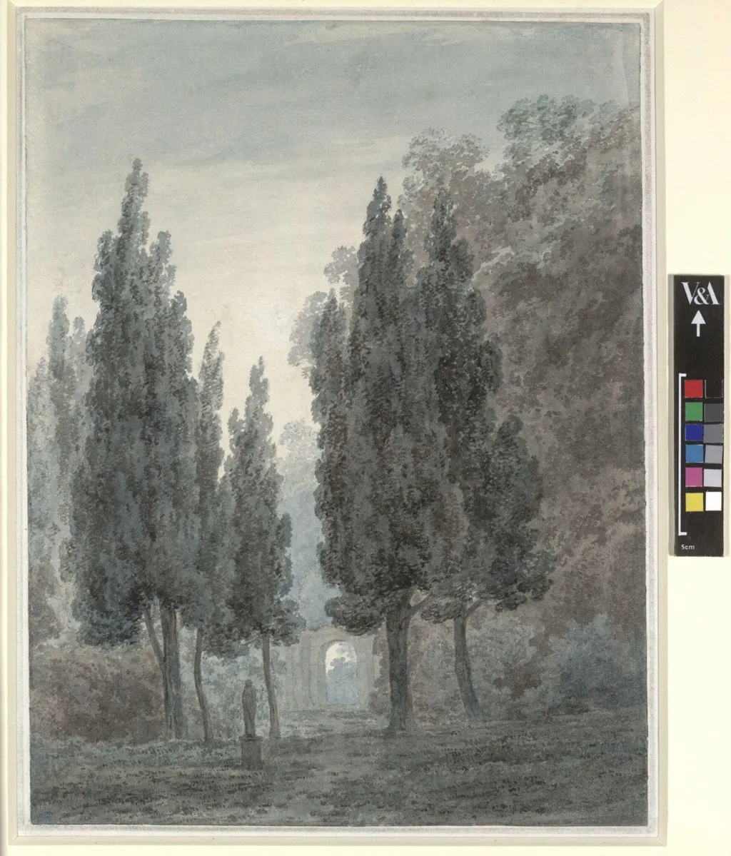 In the Gardens of the Villa Pamfili, Rome, by John Robert Cozens, watercolor, 1782
