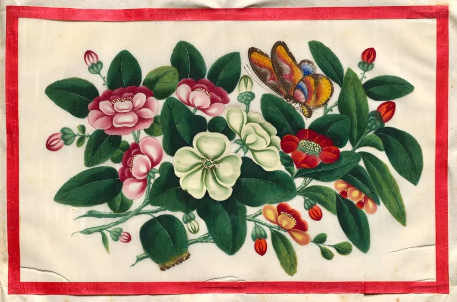 Painting Seven from Illustrated Book of Flowers and Butterflies, detail