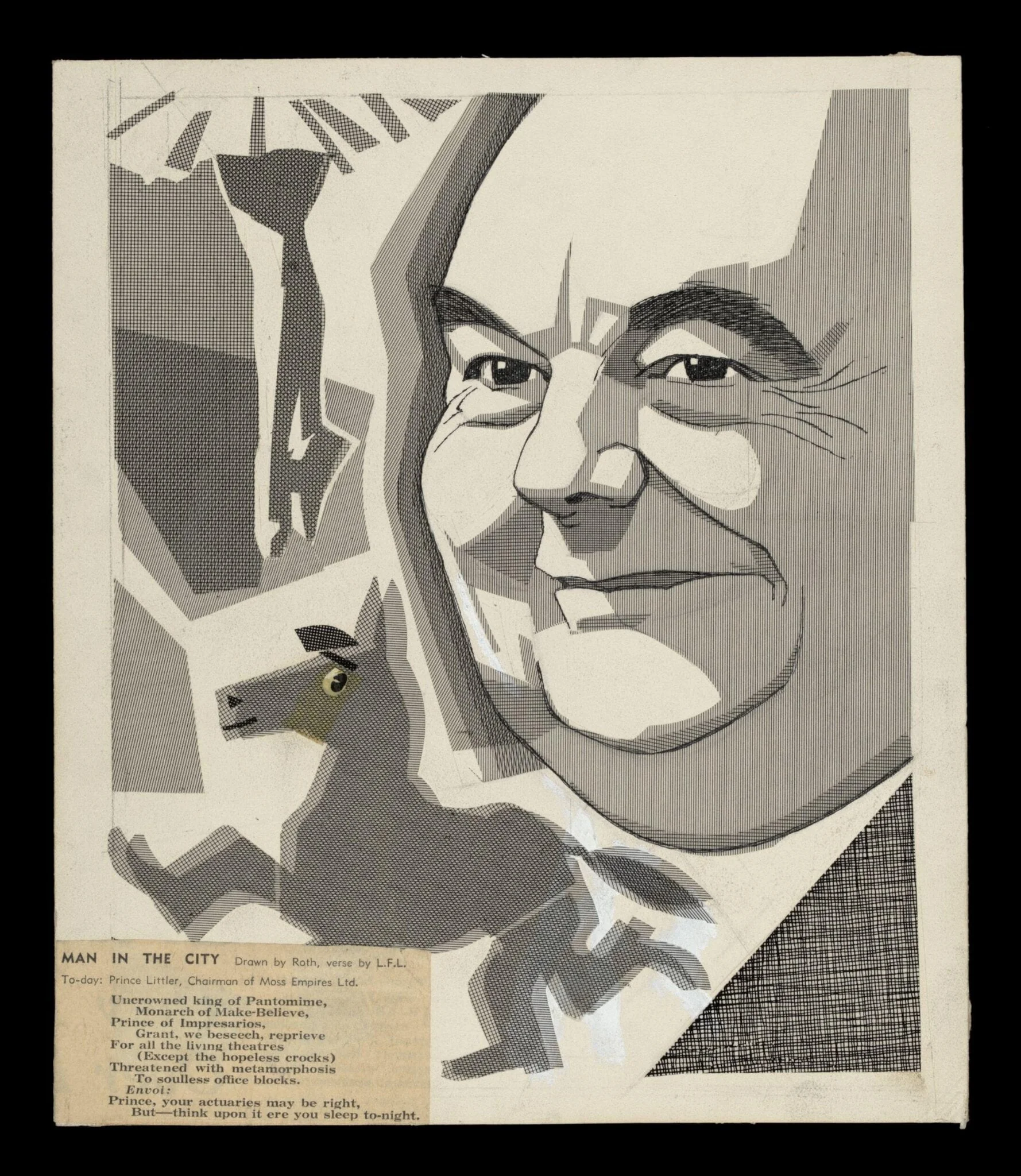 Prince Frank Littler (1901-1973). Print reflecting ballet and pantomime, major interests in his business as a theatrical impresario., detail