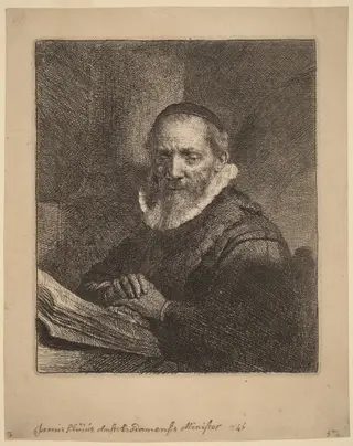 Jan Cornelisz. Sylvius, by Rembrandt van Rijn, ink, 1633
