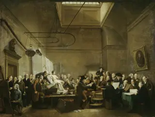 The Drawing Gallery of the Felix Meritis Society, by Adriaan de Lelie, oil, 1801