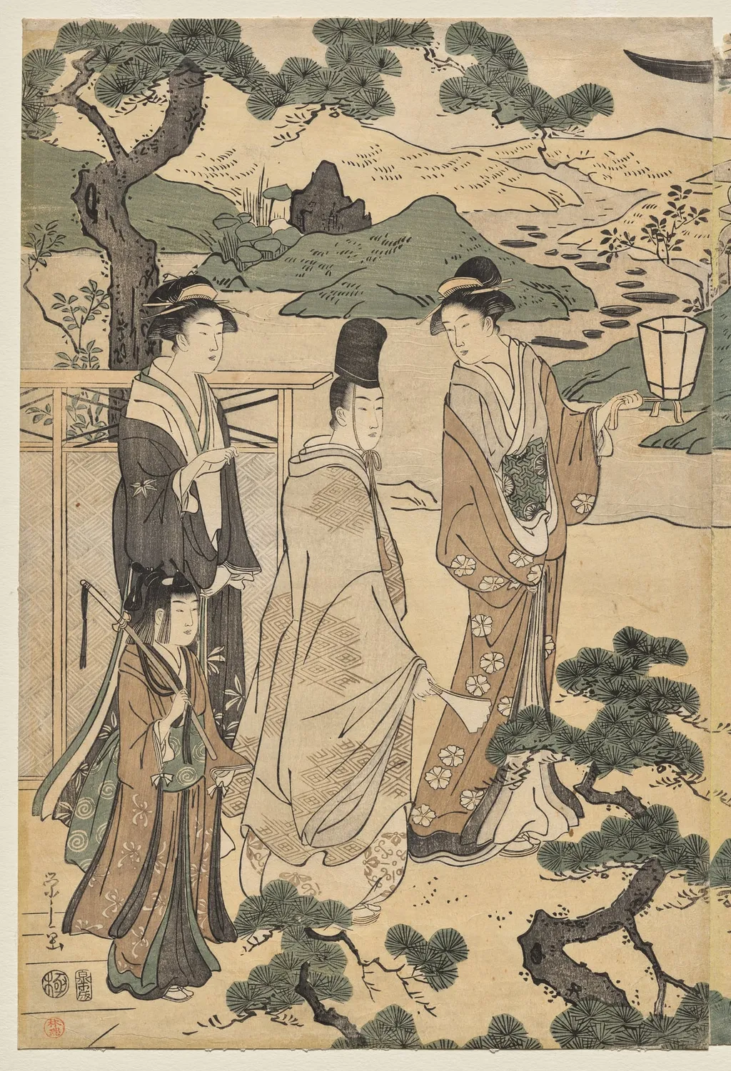 The Matsukaze Chapter of the Tale of Genji (from the series The Tale of Genji in Elegant Modern Dress), by Chôbunsai Eishi, 1791