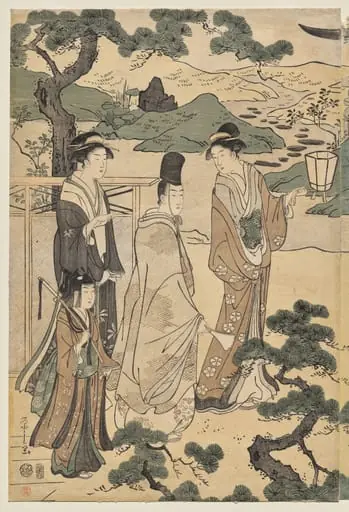 The Matsukaze Chapter of the Tale of Genji (from the series The Tale of Genji in Elegant Modern Dress), by Chôbunsai Eishi, 1791