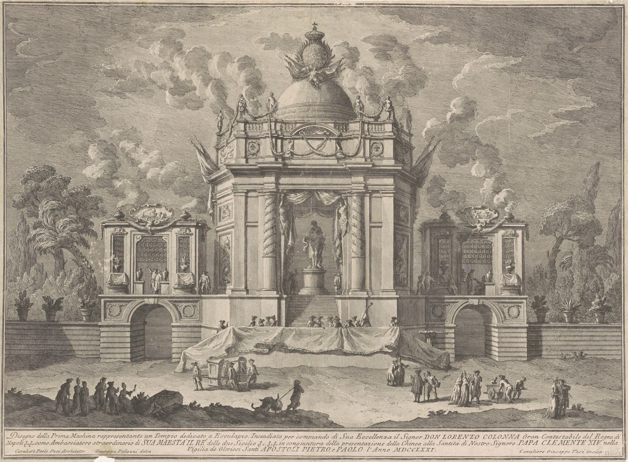 The Prima Macchina for the Chinea of 1771: The Temple of Asclepius, detail