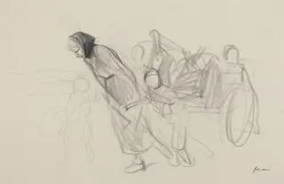 Refugees, by Jean-Louis Forain, crayon, 1916