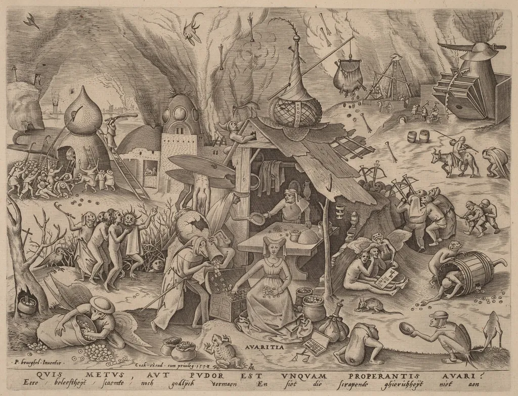 Avarice, by Pieter van der Heyden, ink, 1558