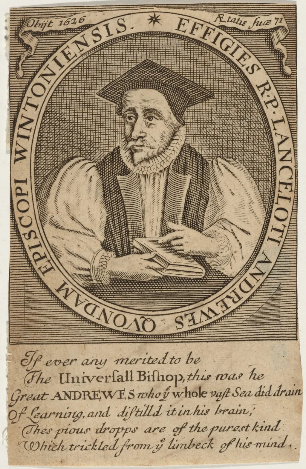Lancelot Andrewes, by John Payne, ink, 1632