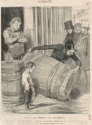 Un marchand de vin contrarié dans son commerce, by Honoré Daumier, ink, 1843