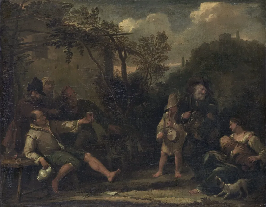 Merry Company, by Dirck Helmbreker, unspecified, 1688