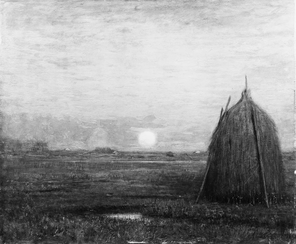 Moonrise at Sunset, by Dwight William Tryon, oil, 1896