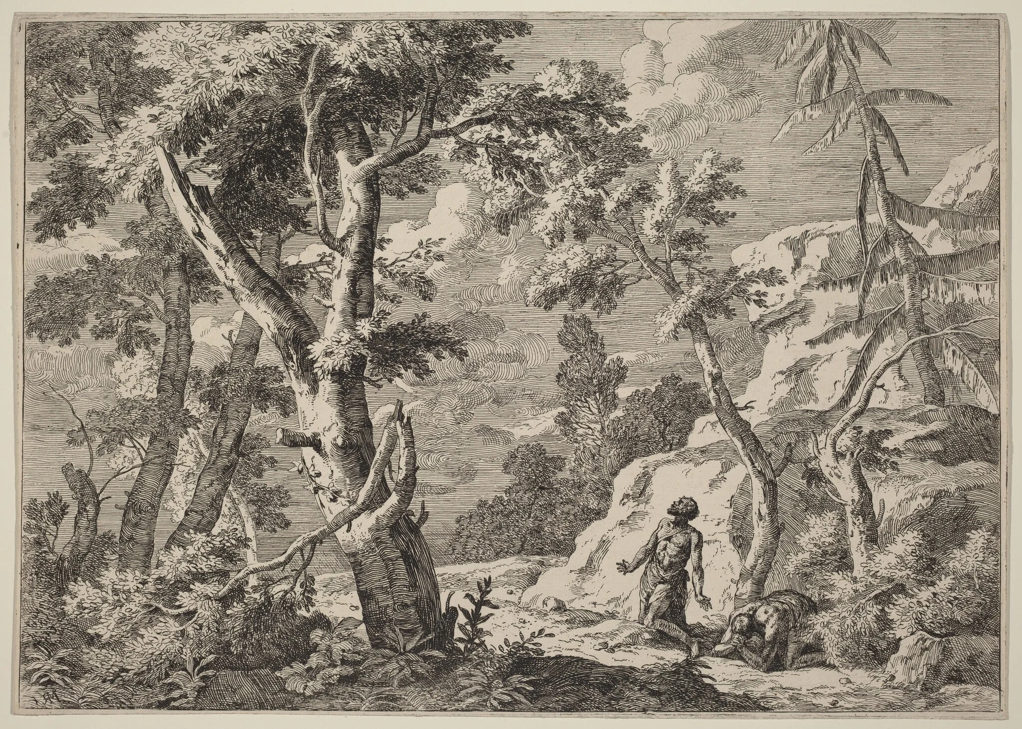 Two Men Penitent in the Wilderness, detail