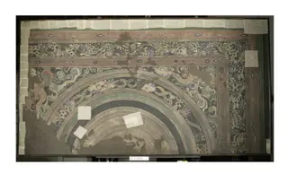 Copy of painting inside the caves of Ajanta (cave 21), by John Griffiths, oil, 1878