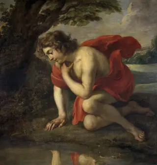 Narcissus, by Peter Paul Rubens, oil, 1636