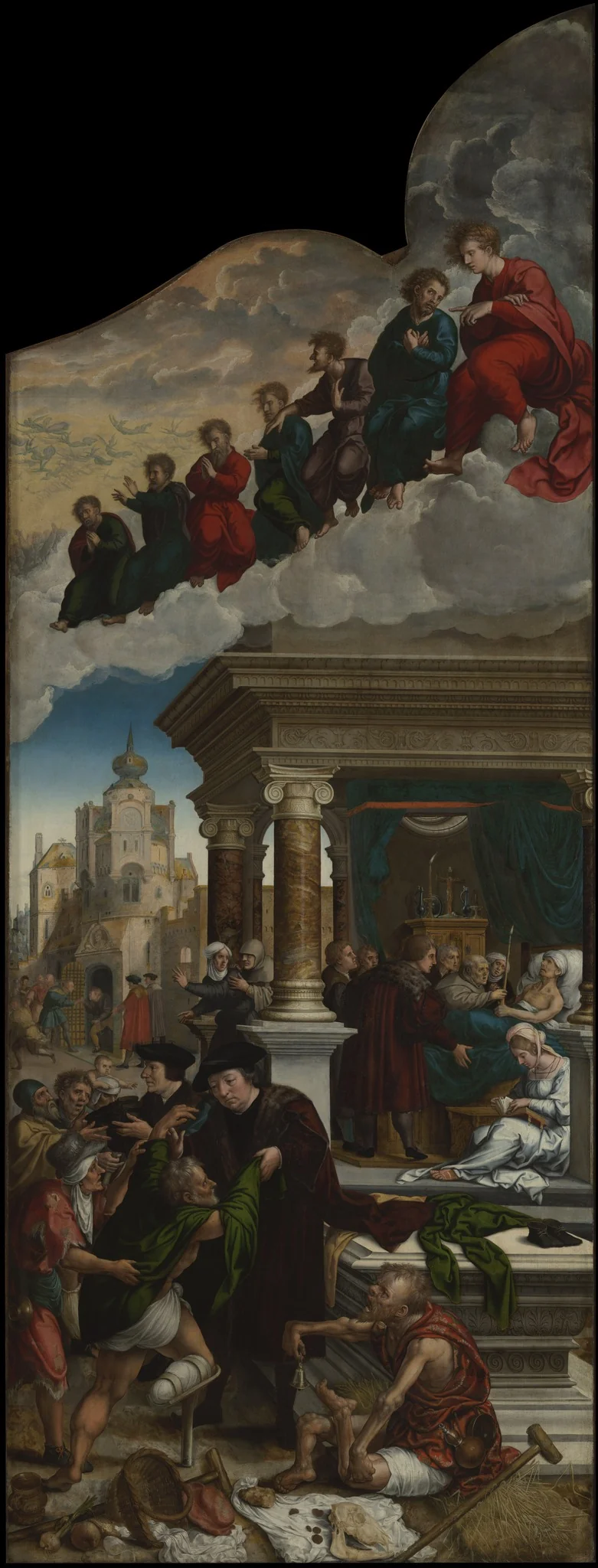 Three Acts of Mercy: Clothing the Naked, Liberating the Imprisoned and Feeding the Hungry, detail