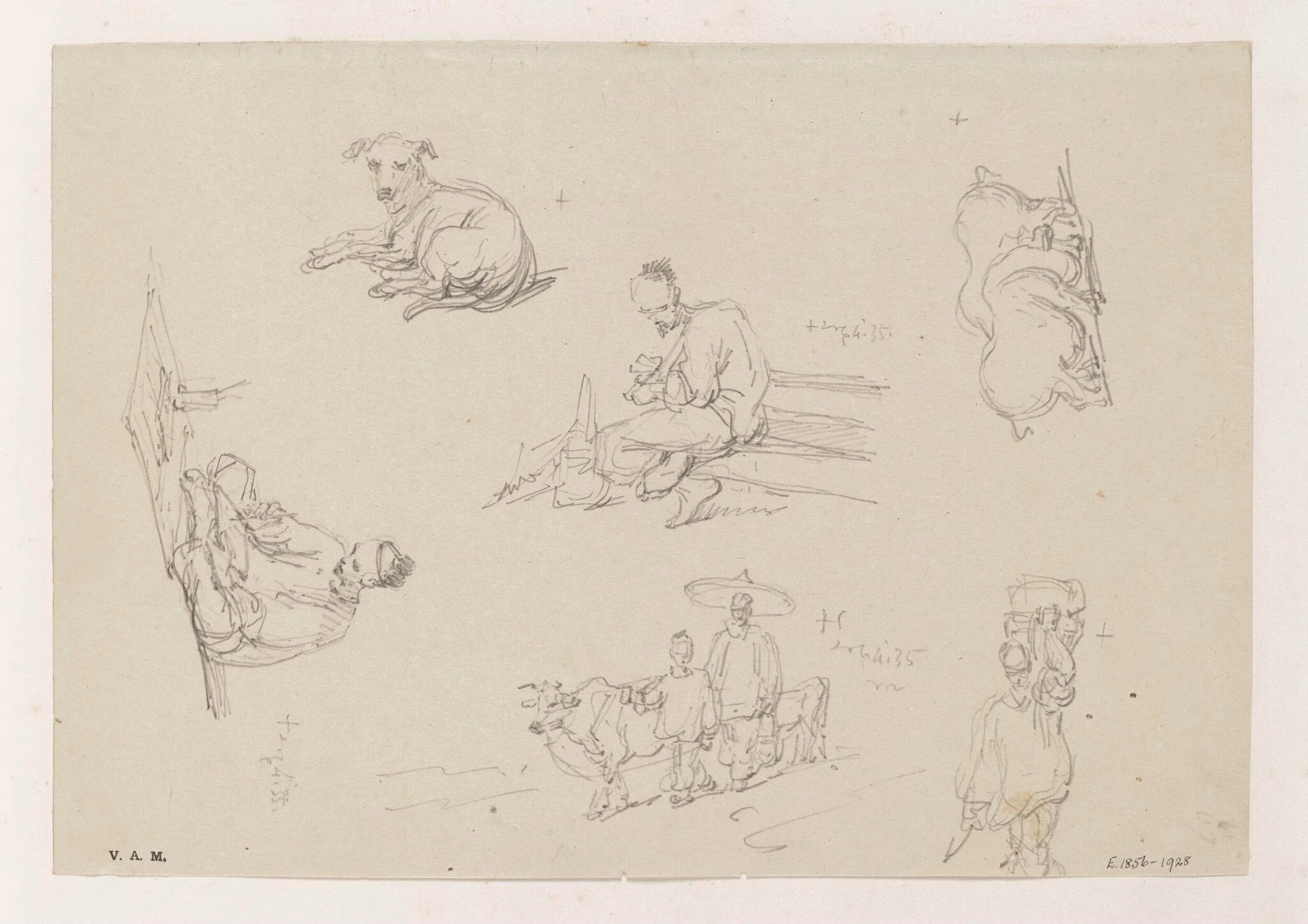 Chinese figures and animals, detail