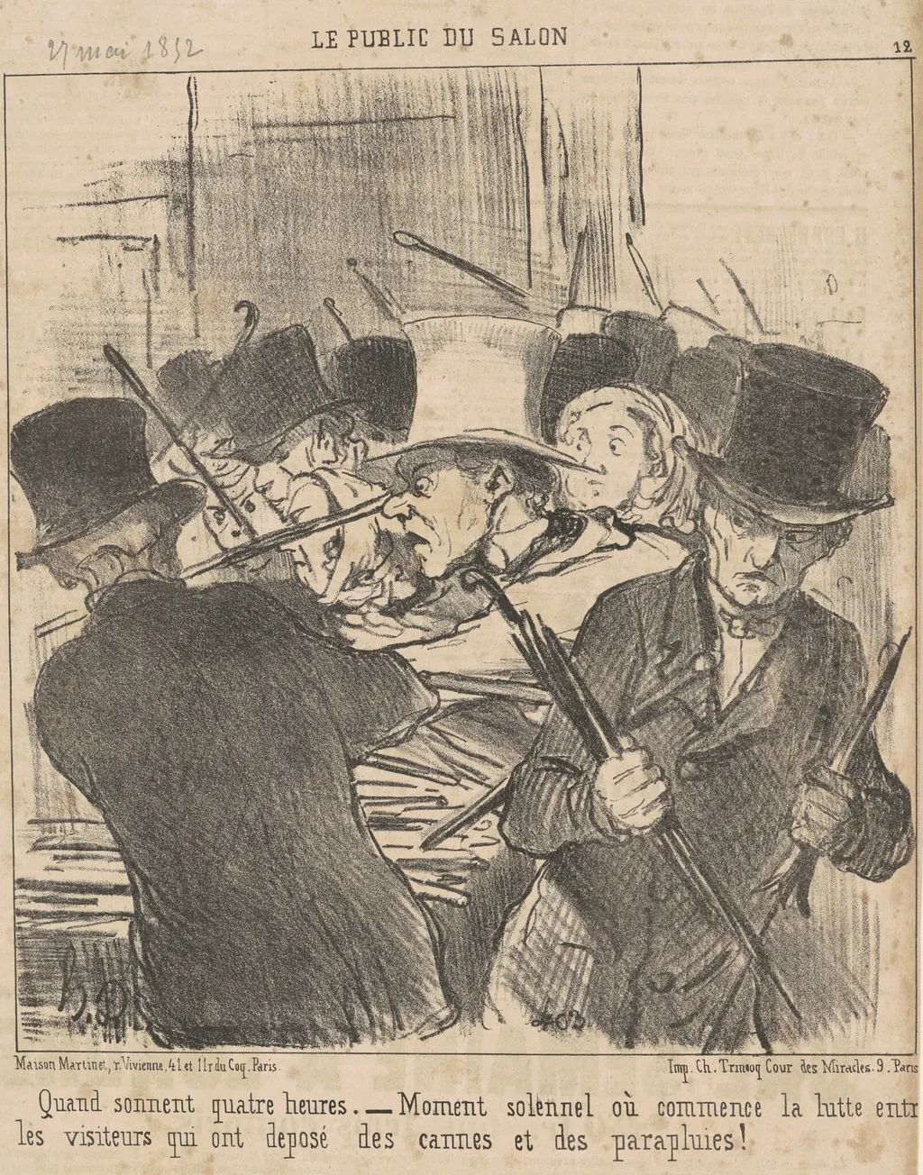 Quand sonnent quatre heures, by Honoré Daumier, ink, 1852
