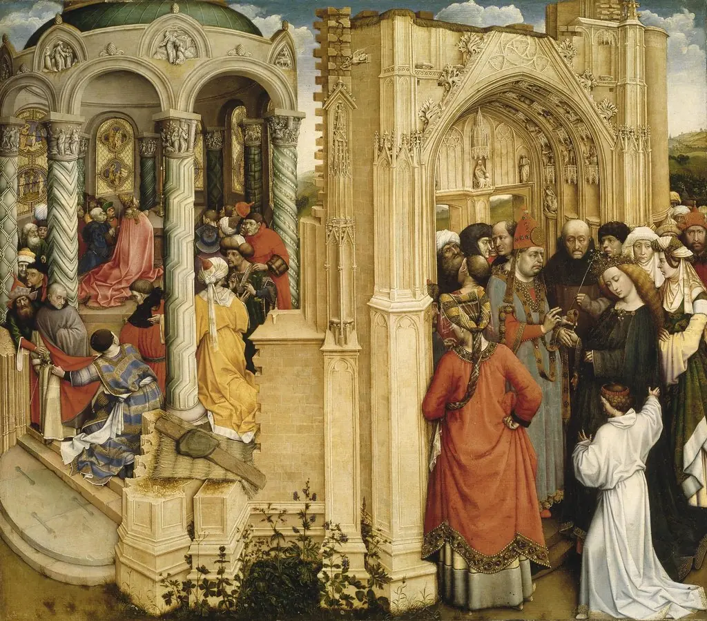 Marriage of the Virgin, by Robert Campin, oil, 1420
