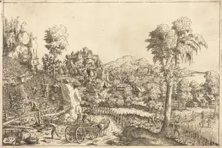 Landscape with a Vineyard, by Hanns Lautensack, ink, 1559