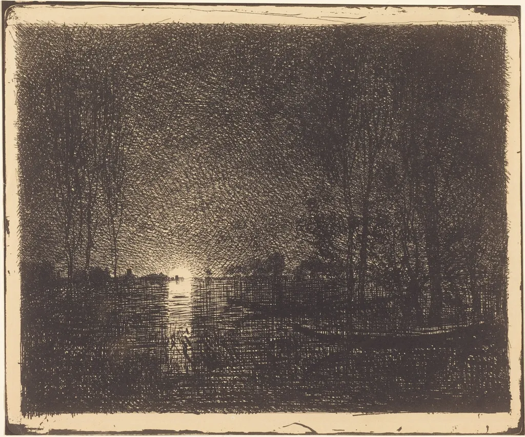 Moonlit Landscape, by Charles François Daubigny, 1862
