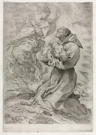 The Vision of St. Francis of Assisi, by Pietro Faccini, 1590