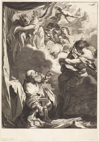 The Ecstasy of Saint Paul, by Jeremias Falck, ink, 1655