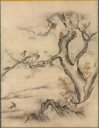 Flowers and Birds in a Spring Landscape, by Kano Motonobu, unspecified, 1529
