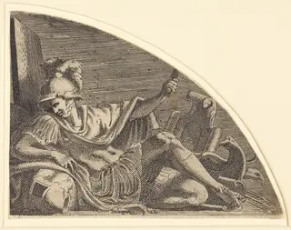 Mars Seated on Trophies, by Léon Davent, ink, 1538