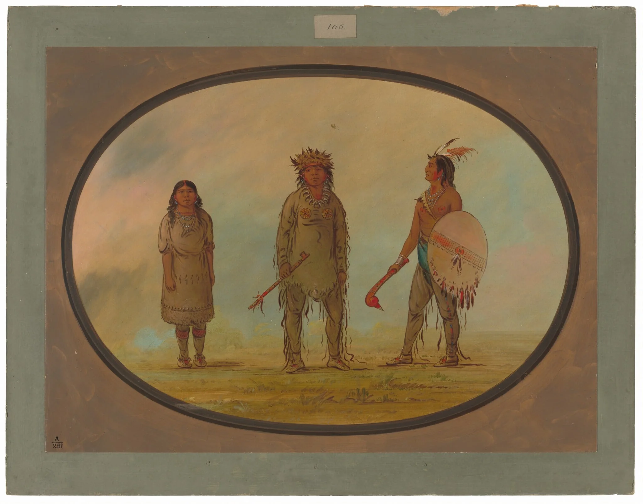 Athapasca Chief, His Wife, and a Warrior, detail