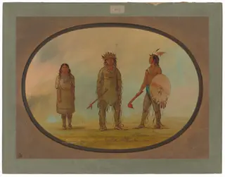 Athapasca Chief, His Wife, and a Warrior, by George Catlin, oil, 1862