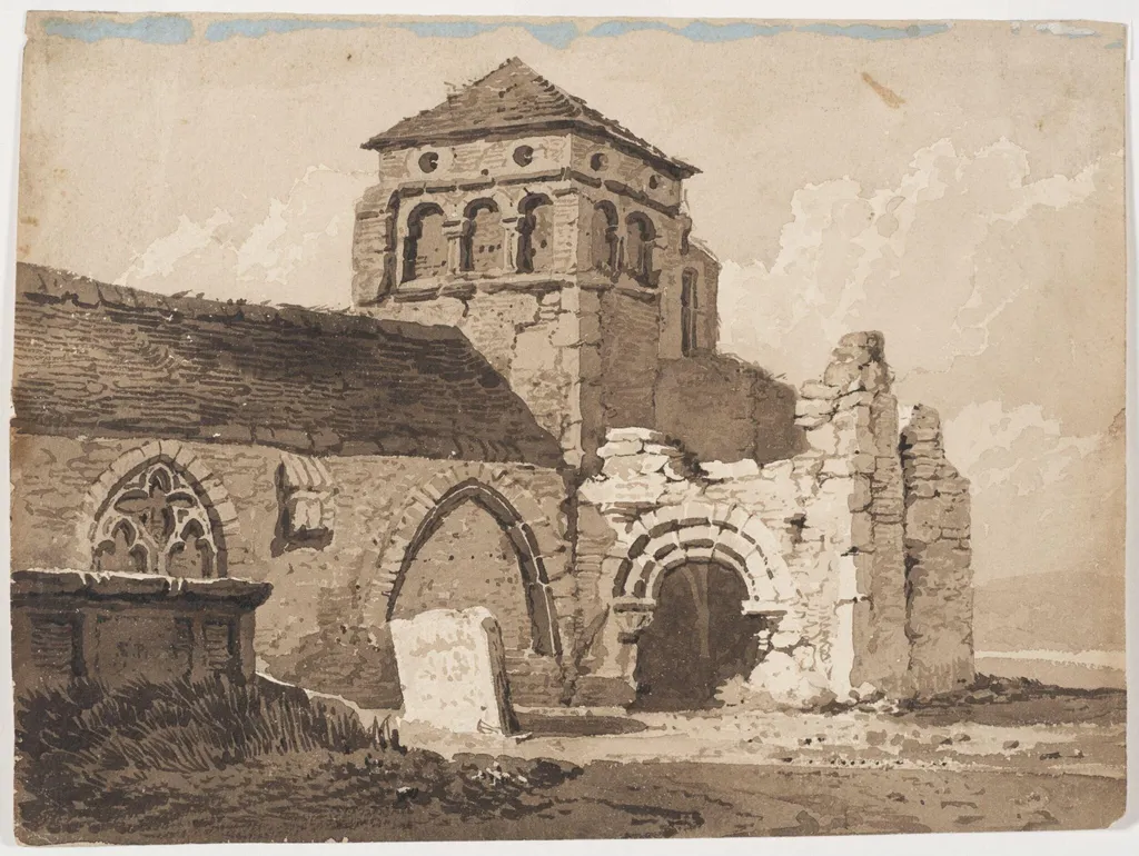 Old Shoreham Church, Sussex, by Samuel Prout, 1783