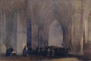 Interior of a cathedral, by George Haydock Dodgson, watercolor, 1830