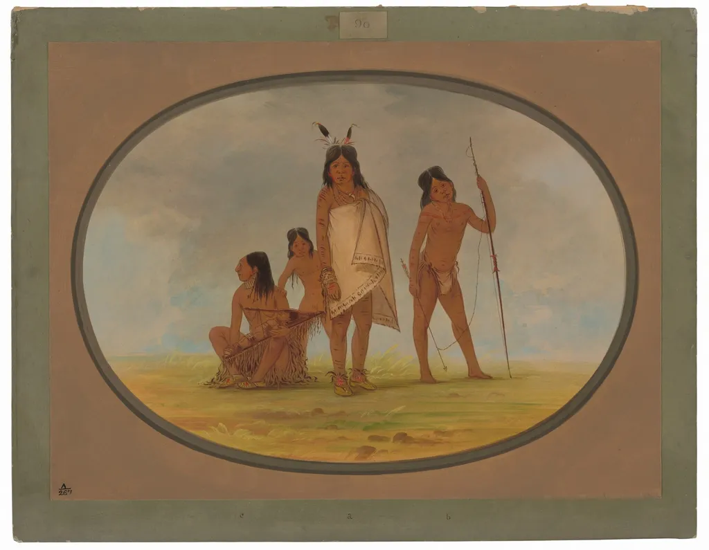 Four Flathead Indians, by George Catlin, oil, 1862