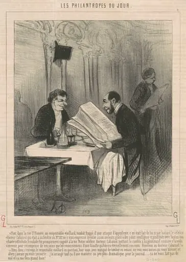 Hier dans la rue Saint-Honoré ... unviellard, by Honoré Daumier, ink, 1844