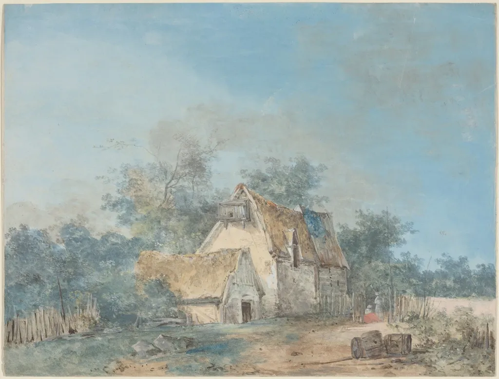 Landscape, by Louis Gabriel Moreau the Elder, gouache, 1780