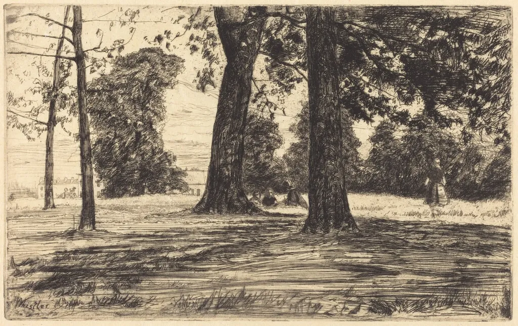 Greenwich Park, by James McNeill Whistler, ink, 1859