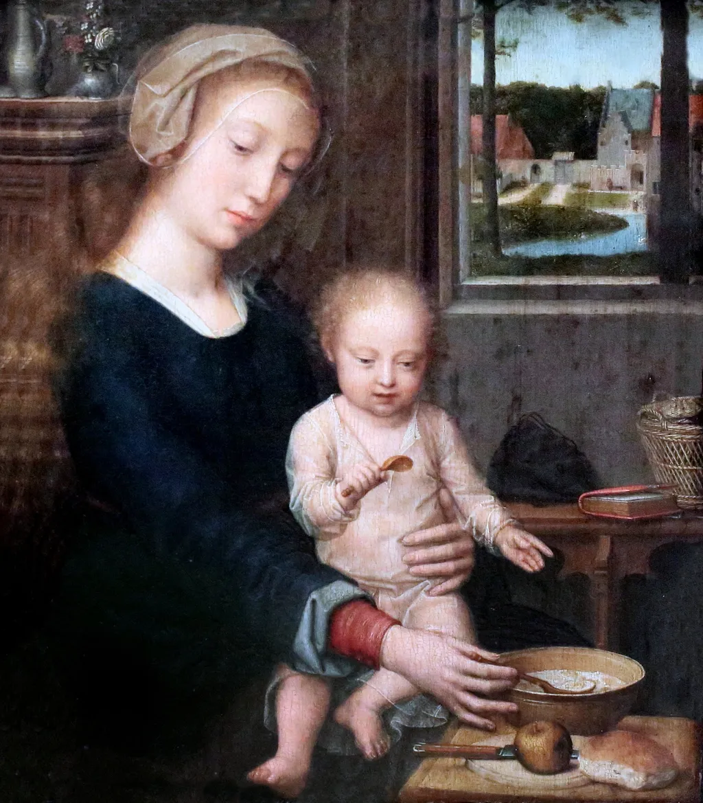 Madonna and Child with the Milk Soup, by Gerard David, oil, 1515