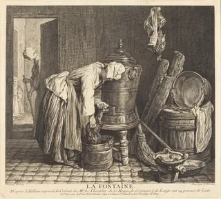 La Fontaine, by Charles-Nicolas Cochin I, ink, 1739