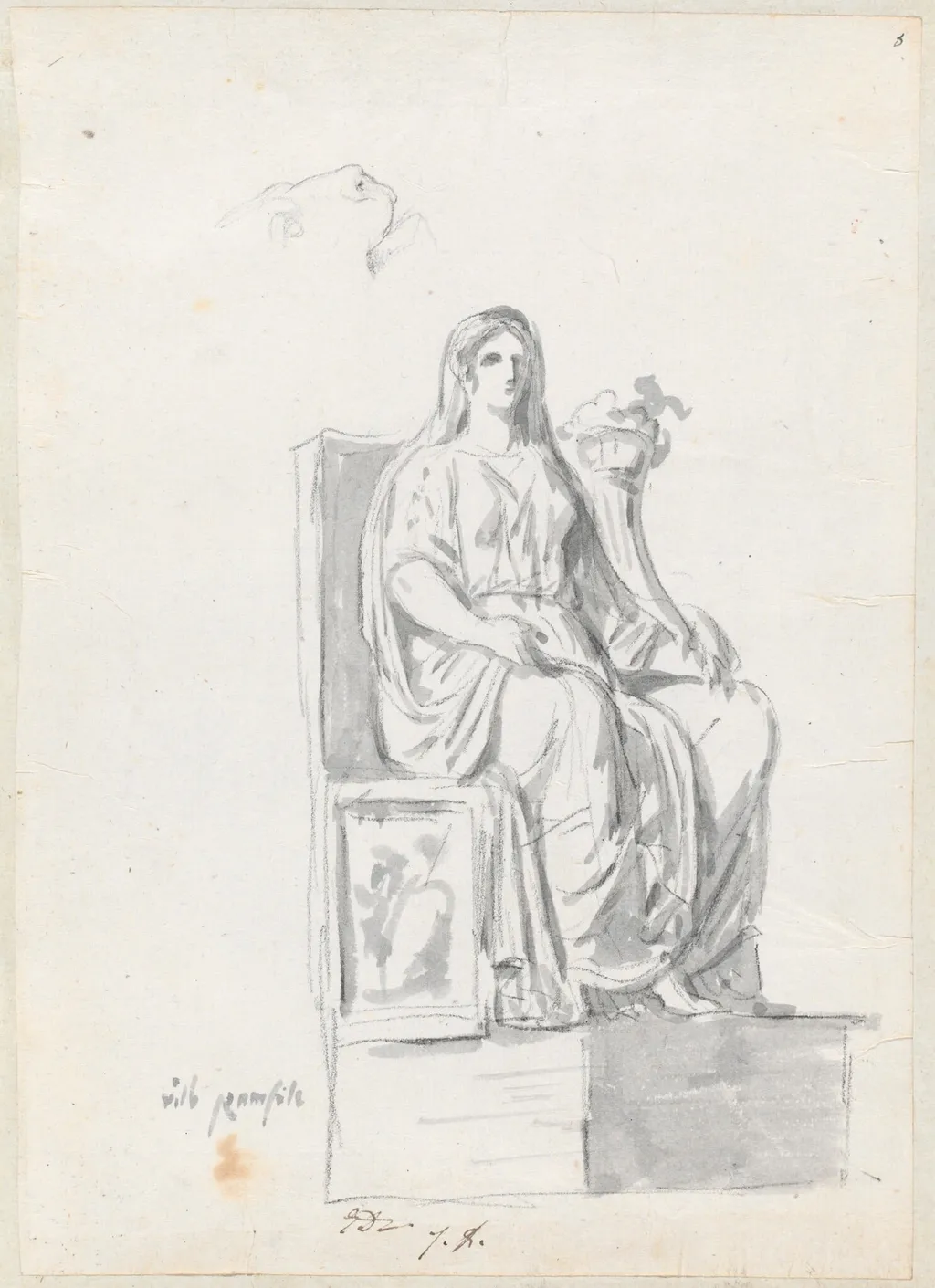 Abundance and the Face of a Lion, from the Villa Pamphili, by Jacques-Louis David, chalk, 1778