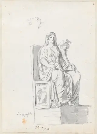 Abundance and the Face of a Lion, from the Villa Pamphili, by Jacques-Louis David, chalk, 1778