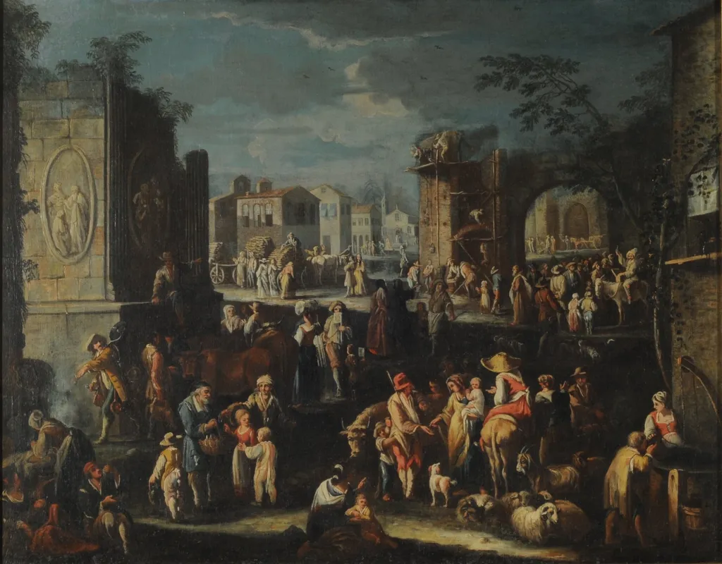Ferias italianas. (Tit. Ant.: Costumbres genovesas del año 1652), by Giovanni Michele Graneri, oil, 1767