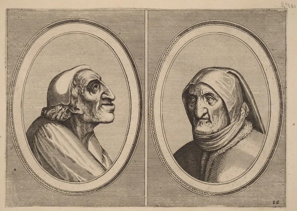 "Pater Muylaert" and "Mater Bille-bloots", by Johannes van Doetechum the Elder, ink, 1564