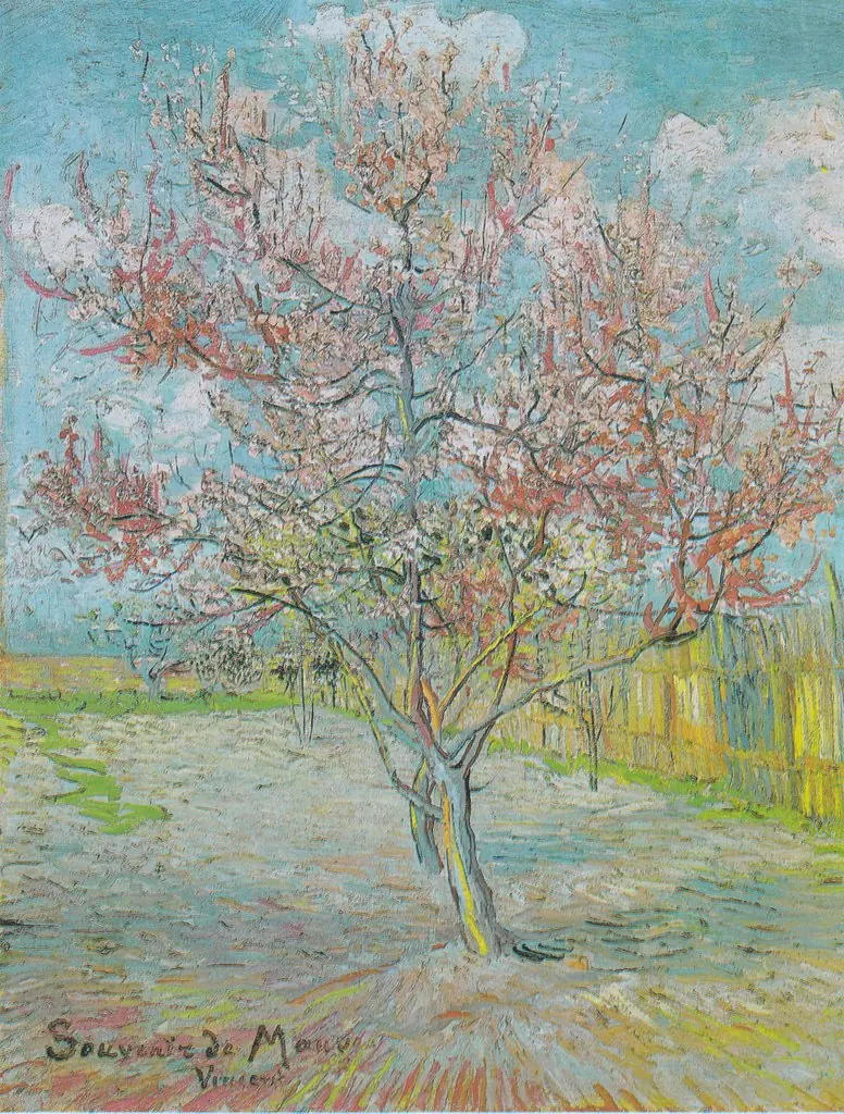 Flowering peach tree, by Vincent van Gogh, oil, 1888