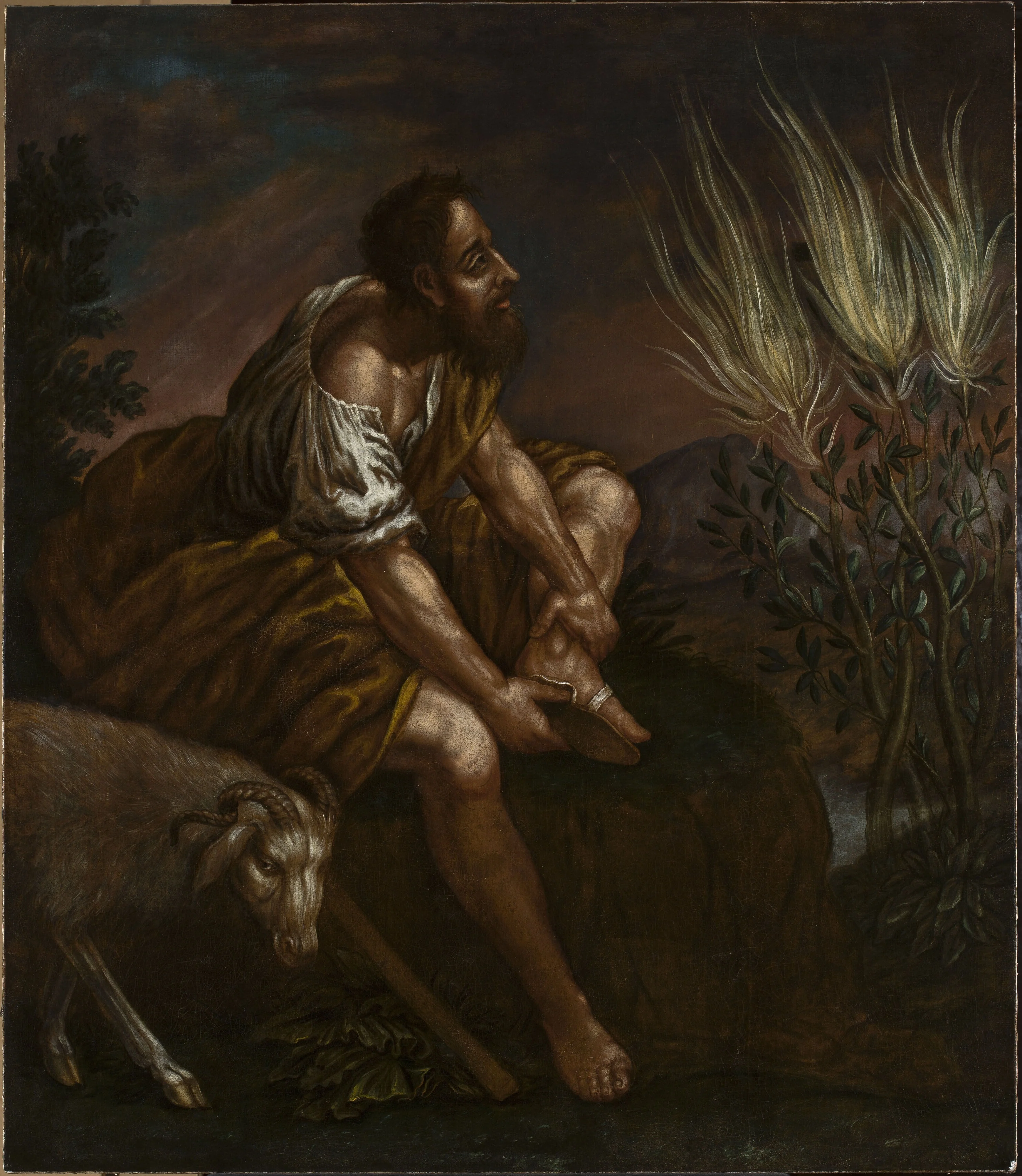 Moses before the burning bush, detail