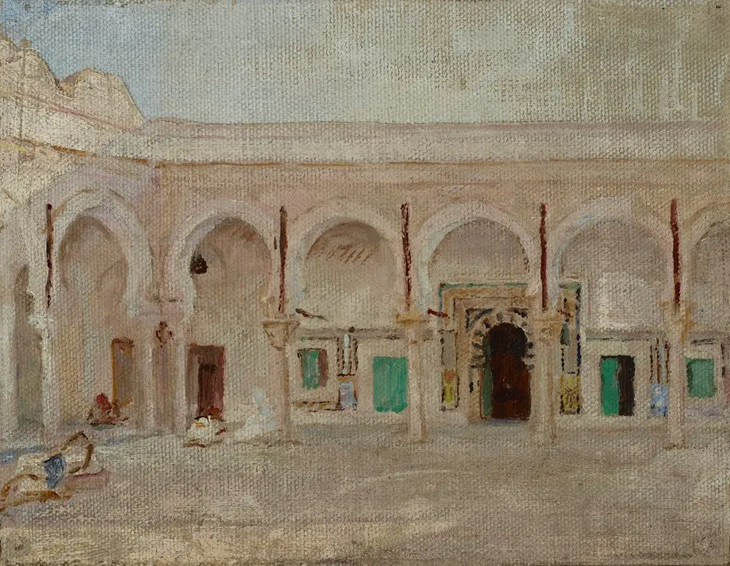 Kairouan (Courtyard in the Mosque of the Sword), by Jan Ciągliński, unspecified, 1911