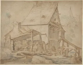 An Old Water Mill, by Cornelis Willaerts, ink, 1634