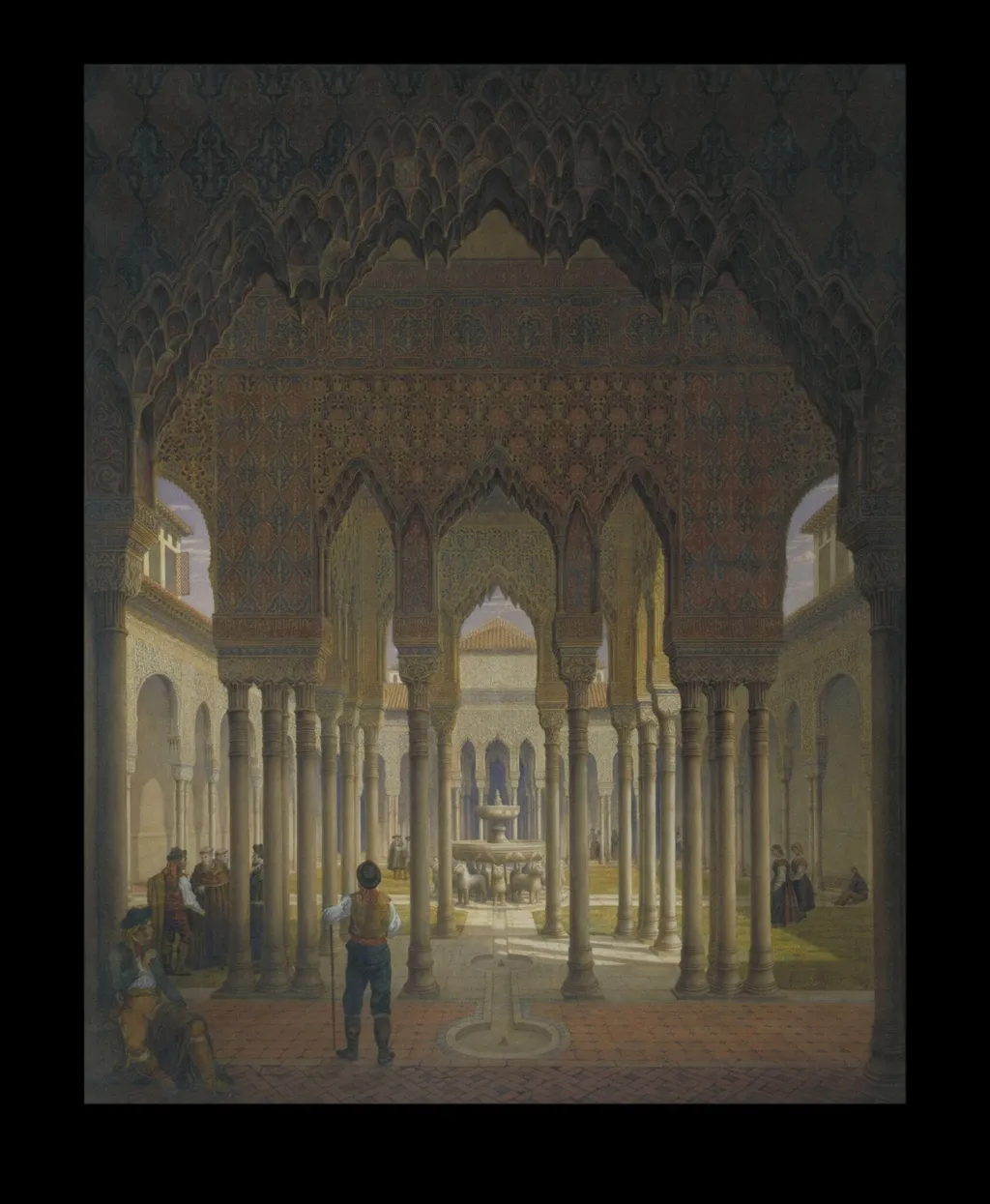 The Court of Lions in the Alhambra, Granada., by John Dobbin, watercolor, 1865