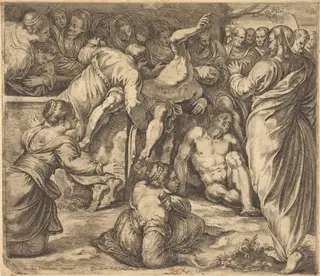 The Raising of Lazarus, by Guglielmo Cortese, ink, 1654