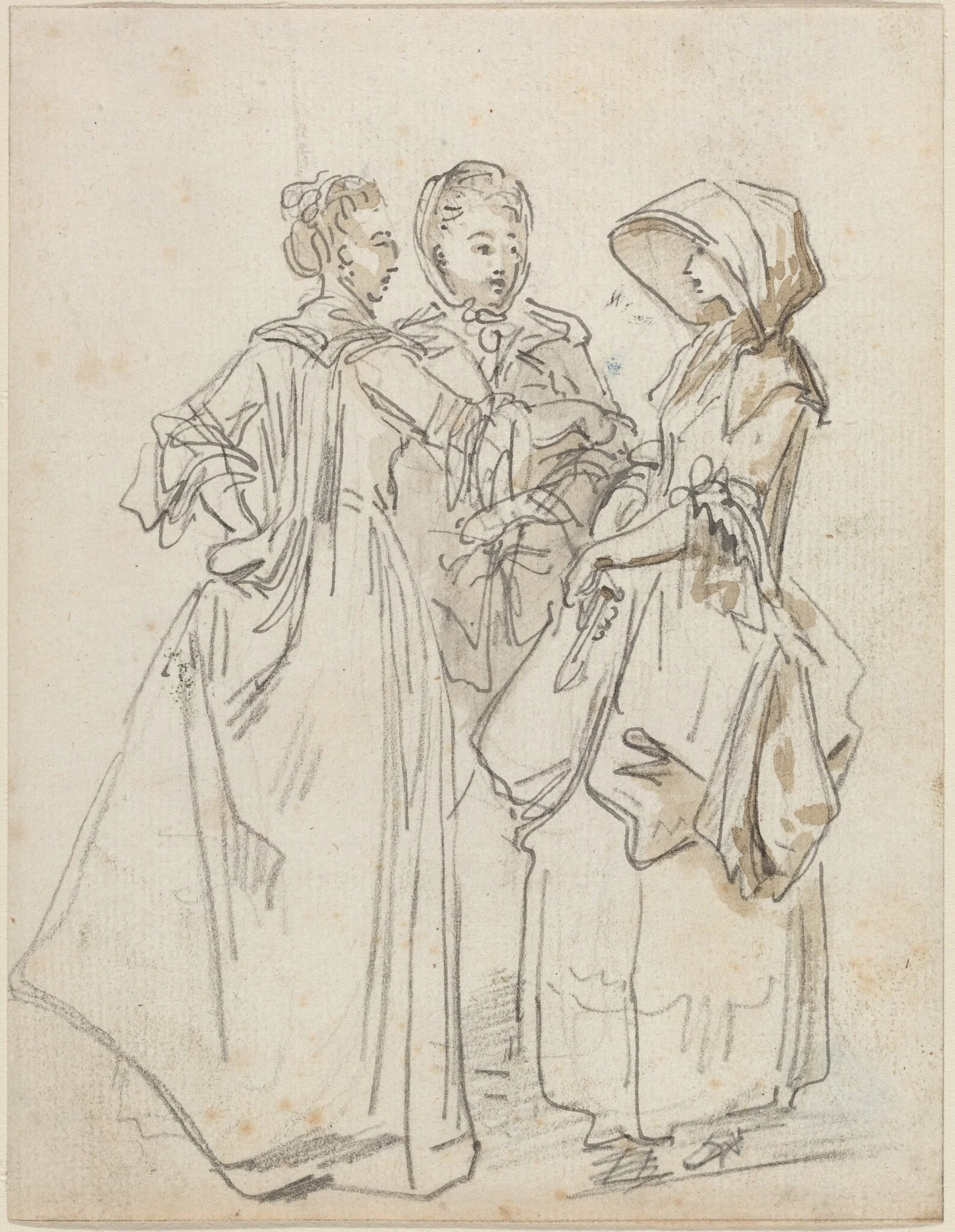 Three Ladies Chatting, detail