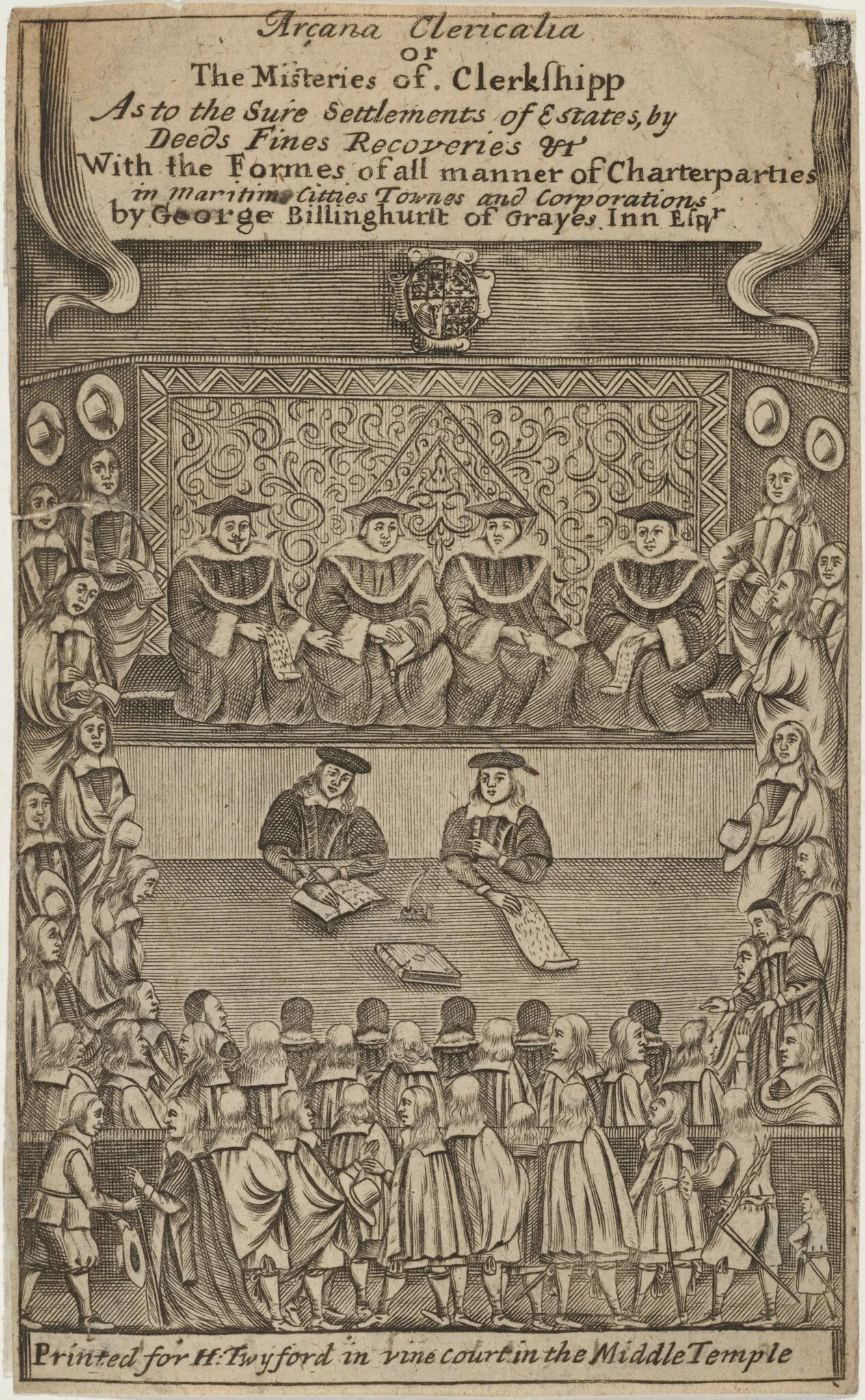 Title Page to Arcana Clericalia or the Misteries of Clerkshipp by George Billinghurst, detail